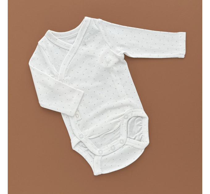 Боді H&M з довгим рукавом, на запах, молочний/крапочка