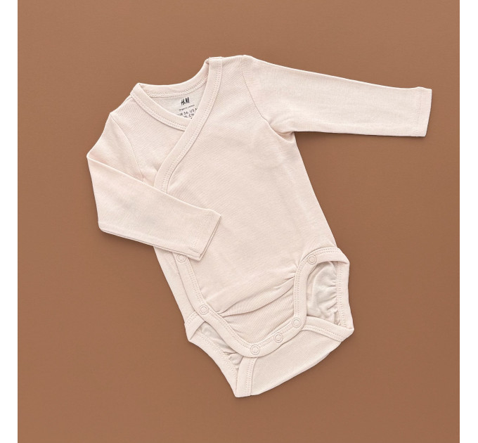 Боді H&M з довгим рукавом, на запах, пудровий