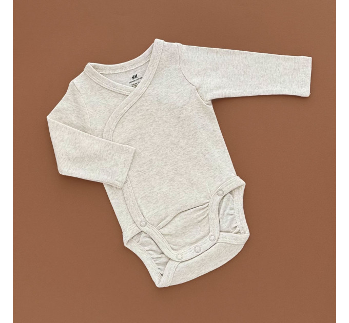 Боді H&M з довгим рукавом, на запах, світло-бежевий