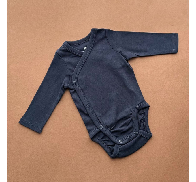 Боді H&M з довгим рукавом, на запах, темно-синій