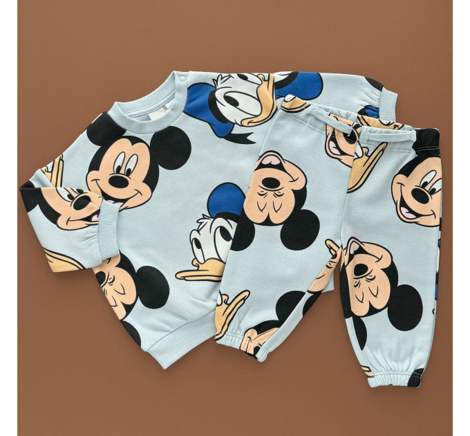 Костюмчик H&M Світшот з штанами, фліс, блакитний/Мікі та Скрудж Макдак