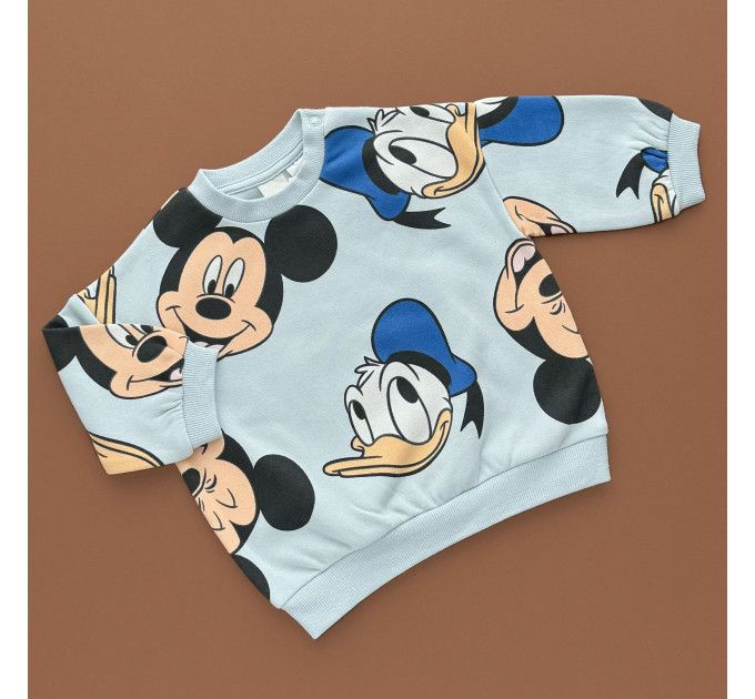 Костюмчик H&M Світшот з штанами, фліс, блакитний/Мікі та Скрудж Макдак