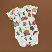 Боді Little Angel з коротким рукавом, молочний/будиночки