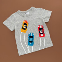 Футболка, сірий/3-ри машинки з дорогою