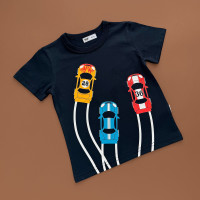 Футболка, темно-синій/3-ри машинки з дорогою