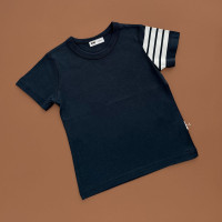 Футболка, темно-синій/полоски на рукаві