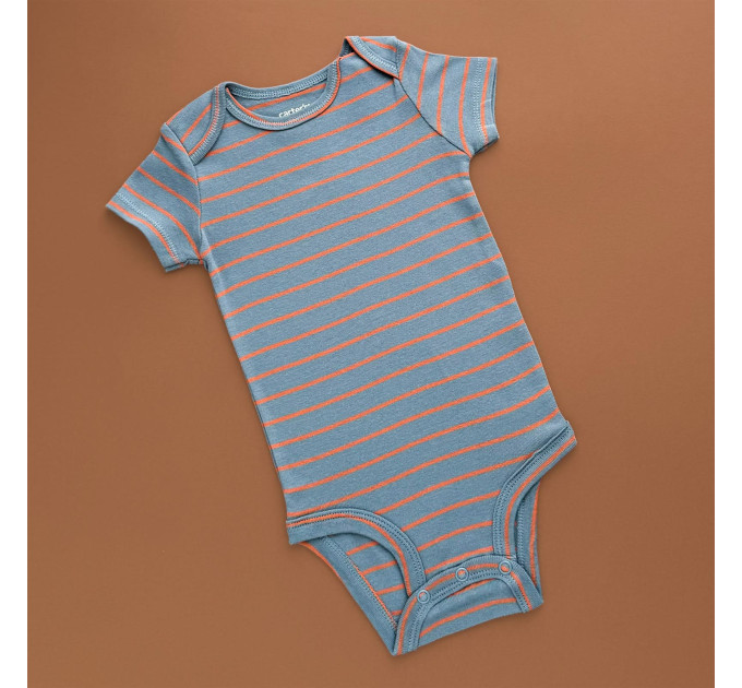 Боді Carter's з коротким рукавом, синій/коричнева полоска