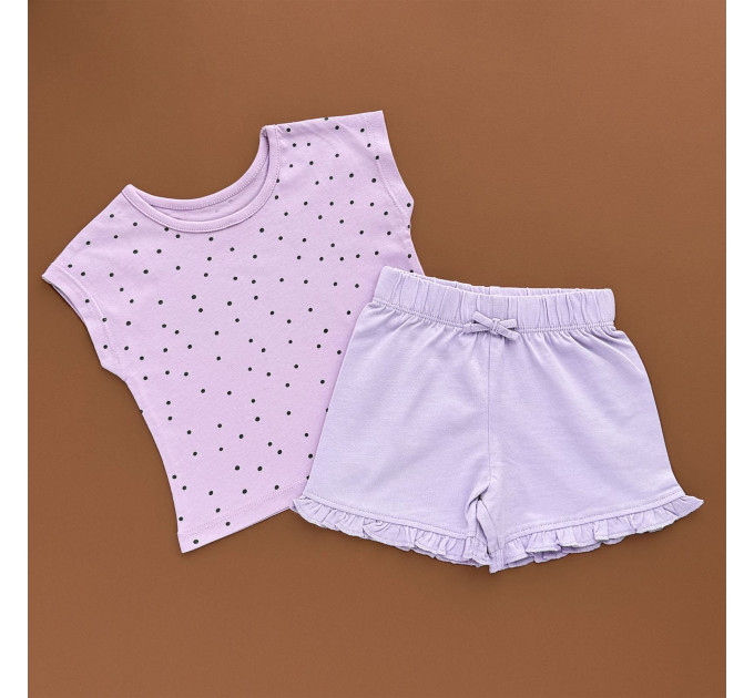 Костюмчик Футболка та шорти, ліловий/цяточка