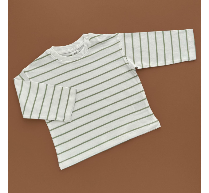 Реглан H&M, молочний/зелена полоска