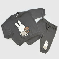 Костюмчик H&M Світшот з штанами, фліс, темно-сірий/Зайчик