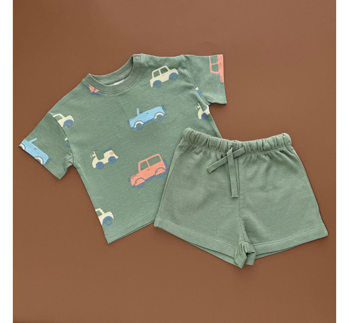 Костюмчик H&M Футболка з шортами, зелений/транспорт