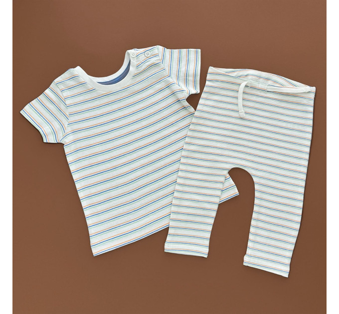 Костюмчик Matalan Футболка з штанами, білий/мультиколор полоска