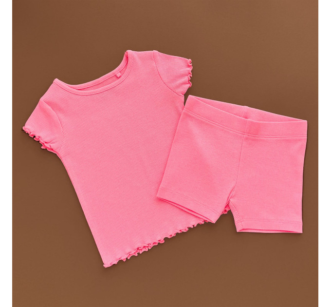 Костюмчик Next Футболка з шортами, рожевий/рубчик