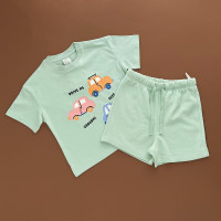 Костюмчик H&M Футболка з шортами, зелений/3-ри машинки