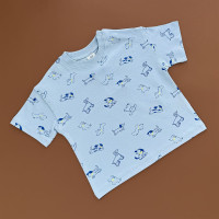 Футболка H&M, гудзик на плечі, блакитний/собачки