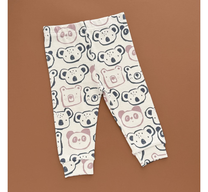 Штани George, молочний/ мордочки ведмедика, коали рубчик