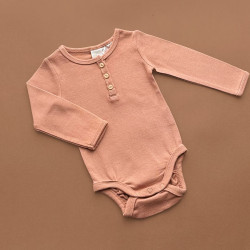 Боді H&M з довгим рукавом, стійка гудзиків, коричневий