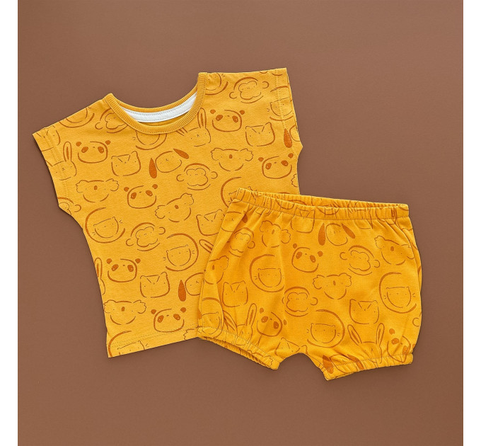 Костюмчик George Футболка та шорти, гірчична/енімал