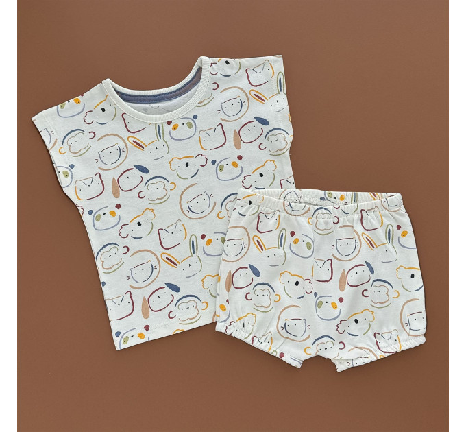 Костюмчик George Футболка та шорти, білий/енімал