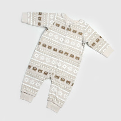 Чоловічок H&M з блискавкою, відкрита ніжка, фліс, бежевий/орнамент, ведмедики Чоловічок H&M з блискавкою, відкрита ніжка, фліс, бежевий/орнамент, ведмедики