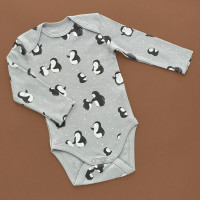 Боді C&A з довгим рукавом, сірий/принт пінгвінів