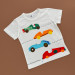Футболка, білий/різнокольорові машинки