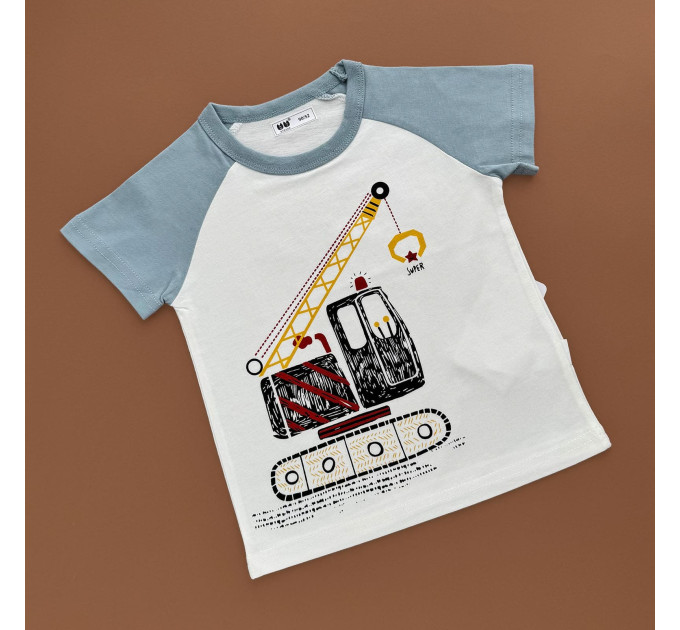 Футболка, біло-блакитний/підйомний кран