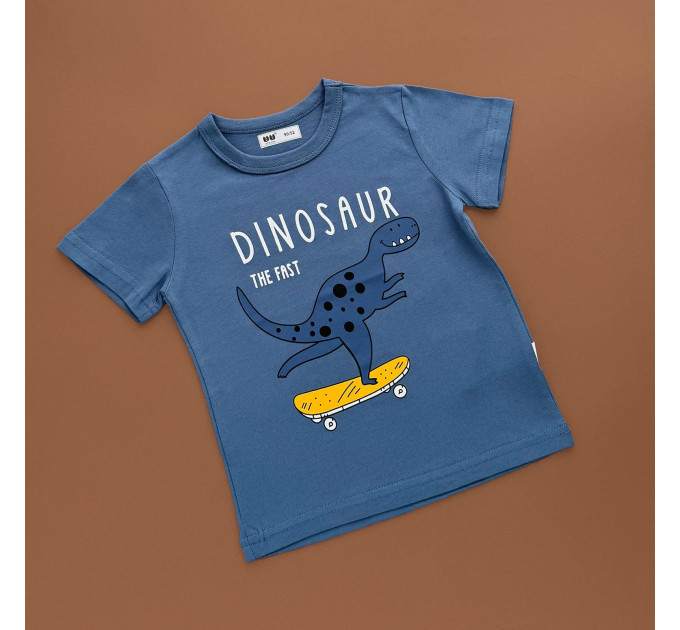 Футболка, синій/динозавр