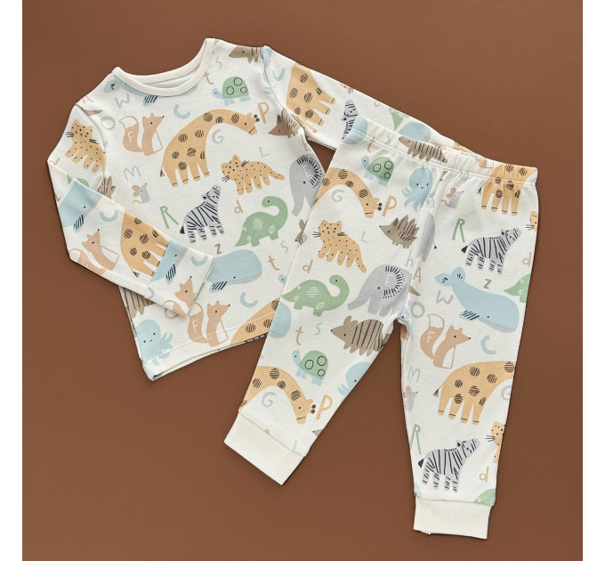 Піжама George, реглан з штанами, молочний/принт тваринок