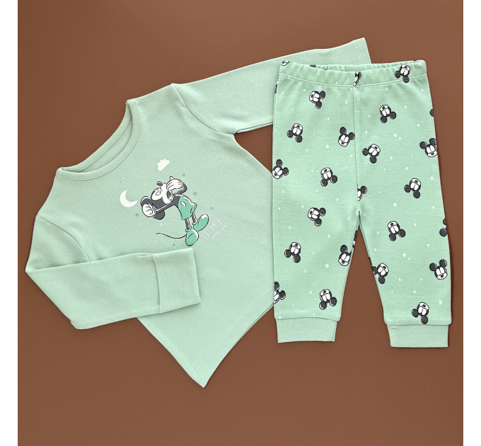 Піжама George, реглан з штанами, мятний/Мікі Маус