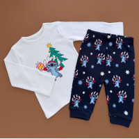 Піжама George, реглан з штанами, новорічна, білий, синій/Стіч